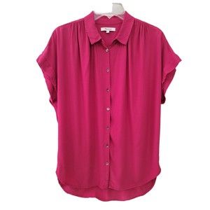 Madewell Viscose Drapey Shirt Blouse Size S Burgundy  Button Front Oversized